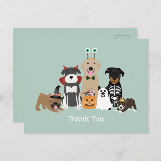 ハロウィンのかわいいペットのコスチュームありがとう ポストカード (正面/裏面)