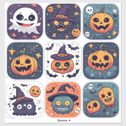 ハロウィンのかわいいホラーアイコン コレクション 👻 シール (シート)