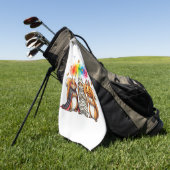 ハロウィンのかわいいリスの衣装 ゴルフタオル (グリーン)