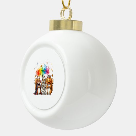 ハロウィンのかわいいリスの衣装 セラミックボールオーナメント (右)
