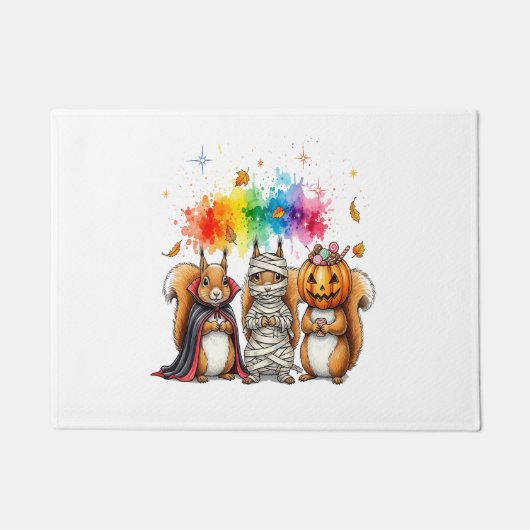 ハロウィンのかわいいリスの衣装 ドアマット (正面)
