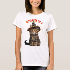 ハロウィンのかわいい子猫と魔女の帽子 Tシャツ