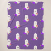 ハロウィンのかわいい小さな幽霊とお菓子 シェルパブランケット (正面)