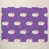 ハロウィンのかわいい小さな幽霊とお菓子 シェルパブランケット (正面(横))