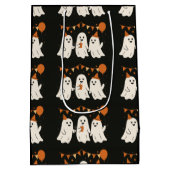 ハロウィンのかわいい幽霊3体 ミディアムペーパーバッグ (裏面)