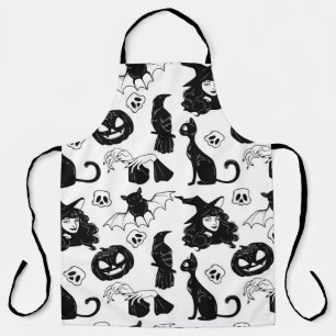 ハロウィンのかわいい手描きの継ぎ目のない模様 エプロン