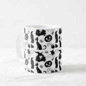 ハロウィンのかわいい手描きの継ぎ目のない模様 コーヒーマグカップ (正面左)