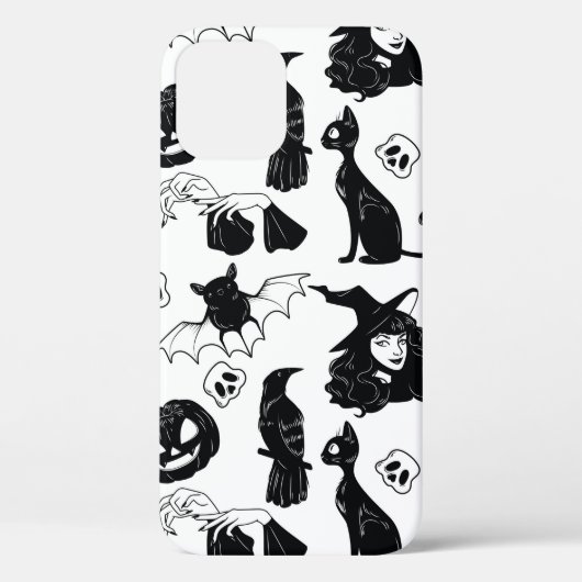ハロウィンのかわいい手描きの継ぎ目のない模様 Case-Mate iPhoneケース (裏面)
