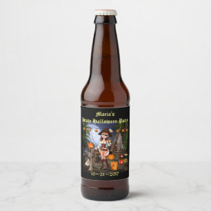 ハロウィンのかわいい海賊女の子のビール瓶のラベル ビールラベル