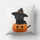ハロウィンのかわいい漫画の友だちブラックベビー猫 クッション (裏面)