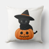 ハロウィンのかわいい漫画の友だちブラックベビー猫 クッション (正面)