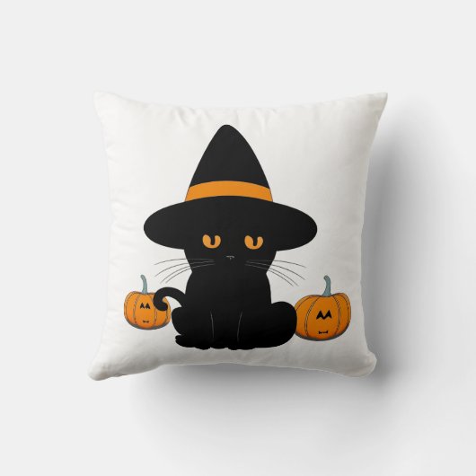 ハロウィンのかわいい漫画の友だちブラックベビー猫 クッション (裏面)