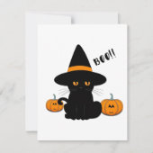 ハロウィンのかわいい漫画の友だちブラックベビー猫 サンキューカード (正面)