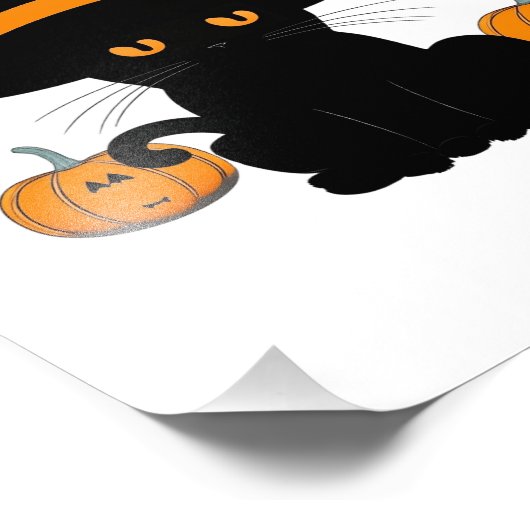 ハロウィンのかわいい漫画の友だちブラックベビー猫 フォトプリント (角)