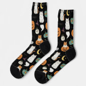 ハロウィンのかわいい猫とカボチャ ソックス (左)