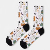 ハロウィンのかわいい猫とカボチャ ソックス (左)