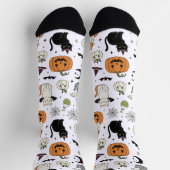 ハロウィンのかわいい猫とカボチャ ソックス (上部)