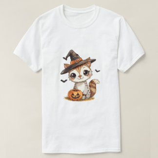 ハロウィンのかわいい猫とカボチャ Tシャツ