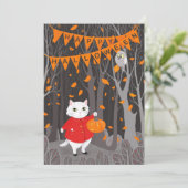 ハロウィンのかわいい猫とジャック・オ・ランタン・カボチャ (スタンド正面)