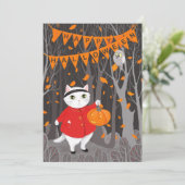 ハロウィンのかわいい猫とジャック・オ・ランタン・カボチャ (スタンド正面)