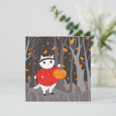 ハロウィンのかわいい猫とジャック・オ・ランタン・カボチャ (スタンド正面)