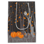 ハロウィンのかわいい猫とジャック・オ・ランタン・カボチャ ミディアムペーパーバッグ (裏面)