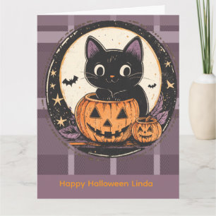ハロウィンのかわいい猫の秋カード カード