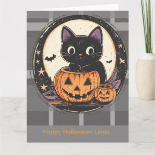 ハロウィンのかわいい猫の秋カード カード