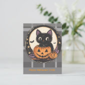 ハロウィンのかわいい猫の秋カード シーズンポストカード (スタンド正面)