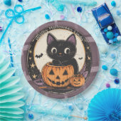 ハロウィンのかわいい猫の秋カード ペーパープレート (パーティー)