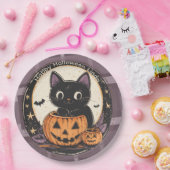 ハロウィンのかわいい猫の秋カード ペーパープレート (パーティー)