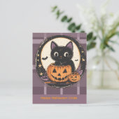 ハロウィンのかわいい猫の秋カード ポストカード (スタンド正面)