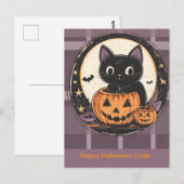 ハロウィンのかわいい猫の秋カード ポストカード (正面/裏面)