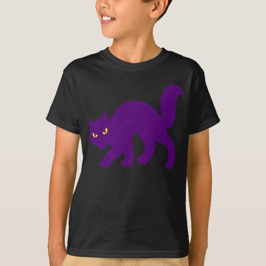 ハロウィンのかわいい猫 スケアリーな黒猫 Tシャツ (正面)