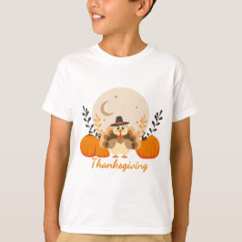 ハロウィンのかわいい秋の七面鳥オレンジのかぼちゃ Tシャツ