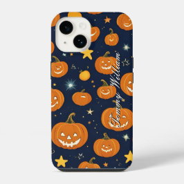 ハロウィンのかわいい笑顔のかぼちゃを iPhone 14ケース