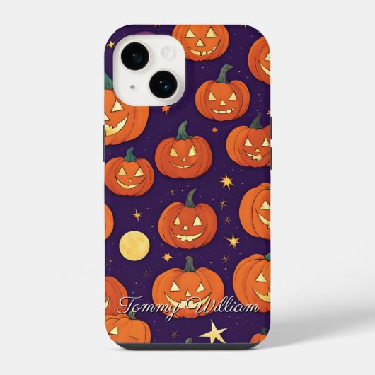 ハロウィンのかわいい笑顔のかぼちゃを iPhoneケース (裏面)