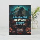 ハロウィンのかわいい魔女とジャック・オ・ランタン 招待状 (スタンド正面)