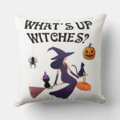 ハロウィンのかわいい魔女と猫のデザイン クッション (裏面)