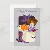 ハロウィンのかわいい魔女カボチャ (正面/裏面)