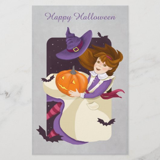 ハロウィンのかわいい魔女カボチャ 便箋 (正面)