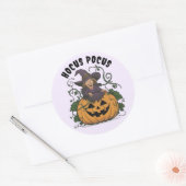 ハロウィンのかわいい魔女ステッカー ラウンドシール (封筒)