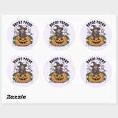 ハロウィンのかわいい魔女ステッカー ラウンドシール (シート)