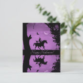 ハロウィンのかわいい魔女ユニコーン猫 ポストカード (スタンド正面)