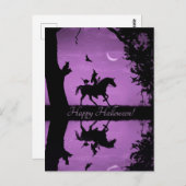 ハロウィンのかわいい魔女ユニコーン猫 ポストカード (正面/裏面)