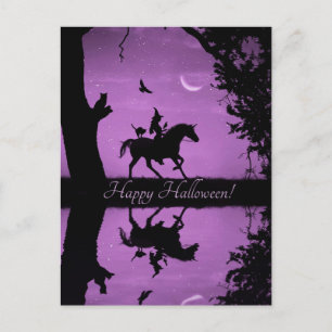 ハロウィンのかわいい魔女ユニコーン猫 ポストカード