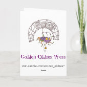 ハロウィンのかわいい魔法使い、熱狂するな猫の女性 カード (裏面)