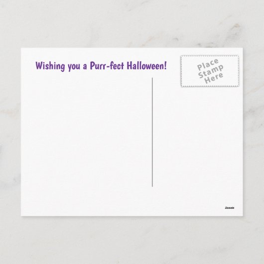 ハロウィンのかわいい魔猫カボチャ シーズンポストカード (裏面)