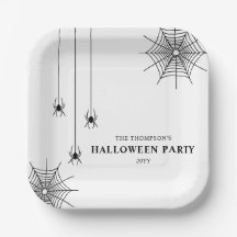 ハロウィンのかわいい黒と白のクモとクモの巣