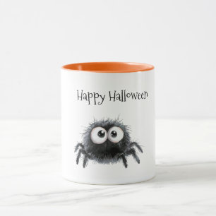 ハロウィンのかわいい黒クモ マグカップ